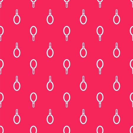White line Hand mirror icon isolated seamless pattern on red background. Vector Illustrationのイラスト素材