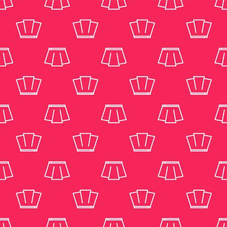 White line Skirt icon isolated seamless pattern on red background. Vector Illustrationのイラスト素材