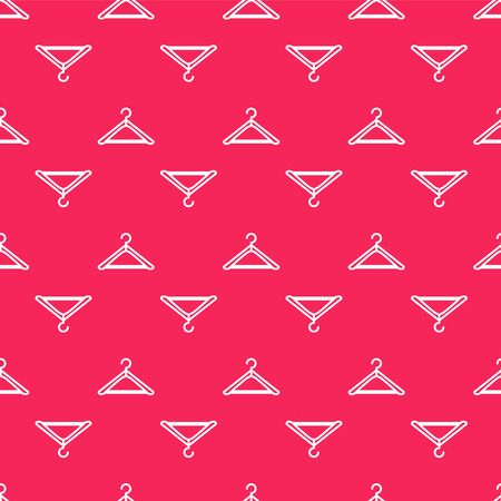 White line Hanger wardrobe icon isolated seamless pattern on red background. Cloakroom icon. Clothes service symbol. Laundry hanger sign. Vector Illustrationのイラスト素材
