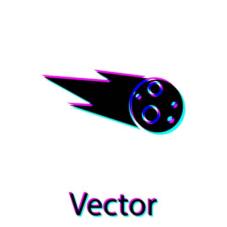 Black Comet falling down fast icon isolated on white background. Vector Illustrationのイラスト素材