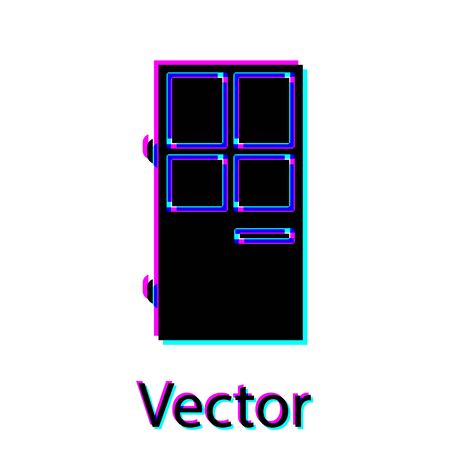 Black Closed door icon isolated on white background. Vector Illustrationのイラスト素材