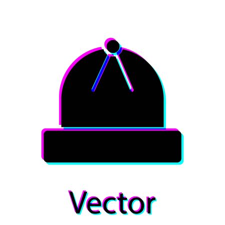 Black Winter hat icon isolated on white background. Vector Illustrationのイラスト素材