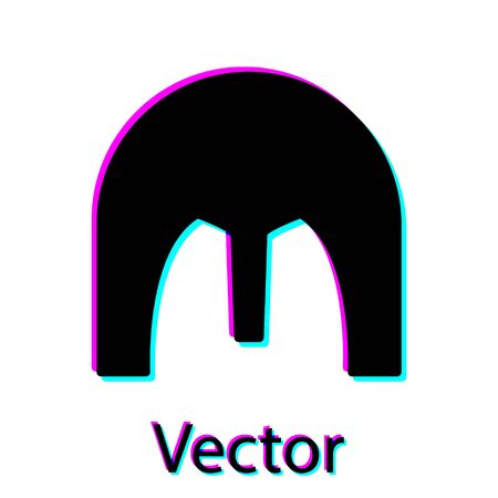 Black Medieval iron helmet for head protection icon isolated on white background. Vector Illustrationのイラスト素材
