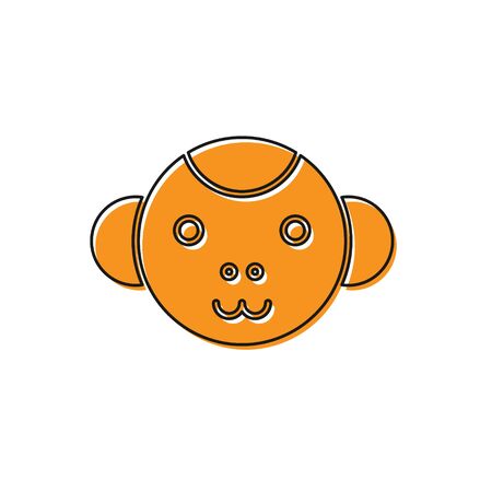 Orange Monkey zodiac sign icon isolated on white background. Astrological horoscope collection. Vector Illustrationのイラスト素材