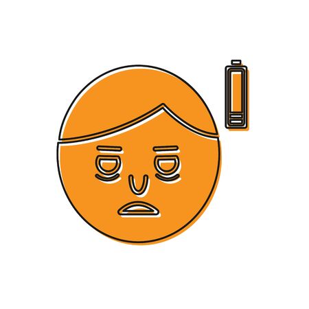 Orange Fatigue icon isolated on white background. No energy. Stress symptom. Negative space. Vector Illustrationのイラスト素材