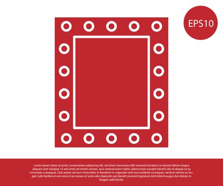 Red Makeup mirror with lights icon isolated on white background. Vector Illustrationのイラスト素材