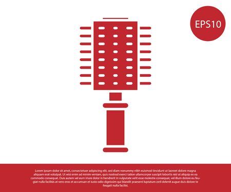 Red Hairbrush icon isolated on white background. Comb hair sign. Barber symbol. Vector Illustrationのイラスト素材