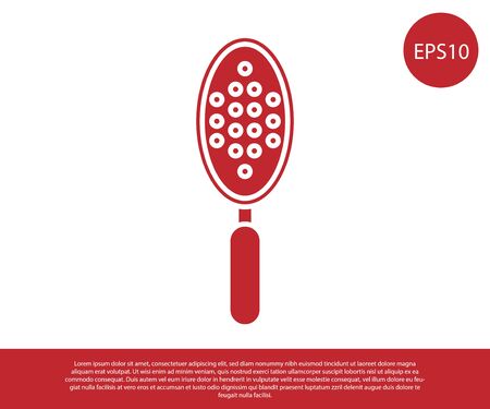 Red Hairbrush icon isolated on white background. Comb hair sign. Barber symbol. Vector Illustrationのイラスト素材
