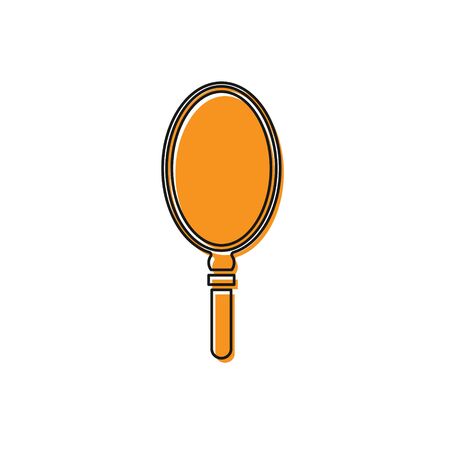 Orange Hand mirror icon isolated on white background. Vector Illustrationのイラスト素材