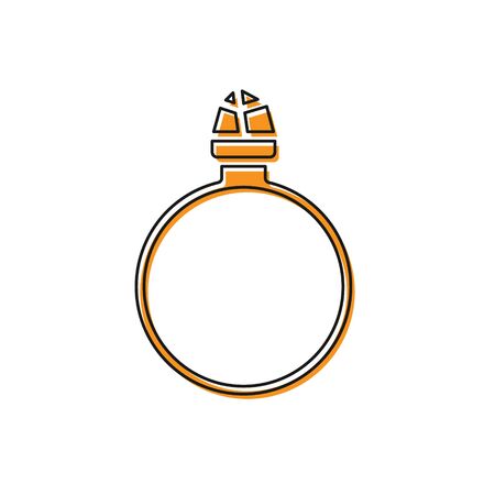 Orange Diamond engagement ring icon isolated on white background. Vector Illustrationのイラスト素材