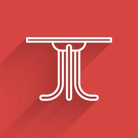 White line Round table icon isolated with long shadow. Vector Illustrationのイラスト素材