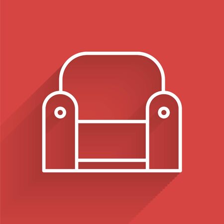 White line Armchair icon isolated with long shadow. Vector Illustrationのイラスト素材