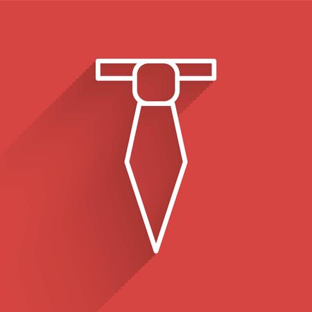 White line Tie icon isolated with long shadow. Necktie and neckcloth symbol. Vector Illustrationのイラスト素材