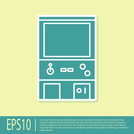 Green Retro arcade game machine icon isolated on yellow background. Vector Illustrationのイラスト素材