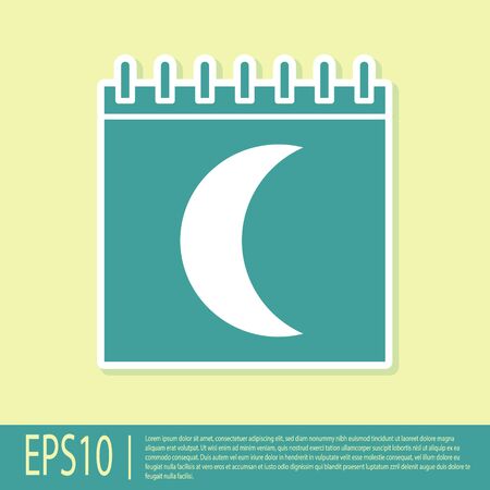 Green Moon phases calendar icon isolated on yellow background. Vector Illustrationのイラスト素材