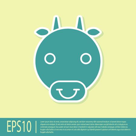 Green Ox zodiac sign icon isolated on yellow background. Astrological horoscope collection. Vector Illustrationのイラスト素材