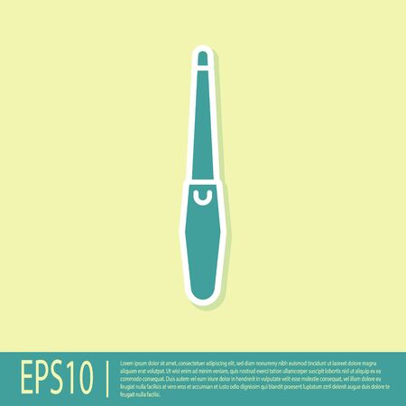 Green Nail file icon isolated on yellow background. Manicure tool. Vector Illustrationのイラスト素材