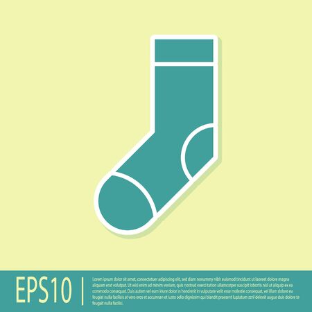Green Socks icon isolated on yellow background. Vector Illustrationのイラスト素材