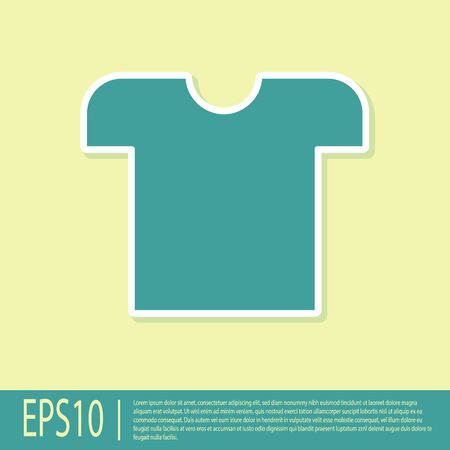 Green T-shirt icon isolated on yellow background. Vector Illustrationのイラスト素材