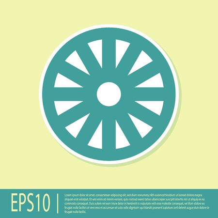 Green Old wooden wheel icon isolated on yellow background. Vector Illustrationのイラスト素材