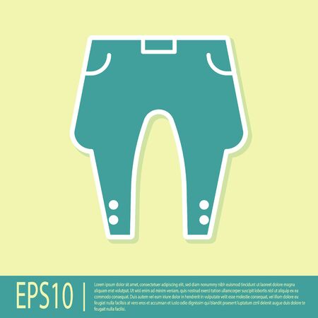 Green Pants icon isolated on yellow background. Vector Illustrationのイラスト素材