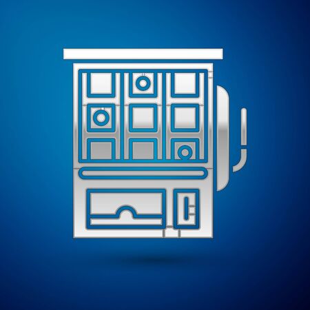 Silver Slot machine icon isolated on blue background. Vector Illustrationのイラスト素材