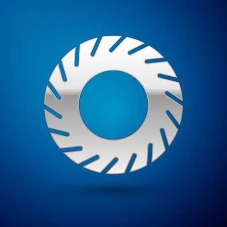 Silver Car tire icon isolated on blue background. Vector Illustrationのイラスト素材