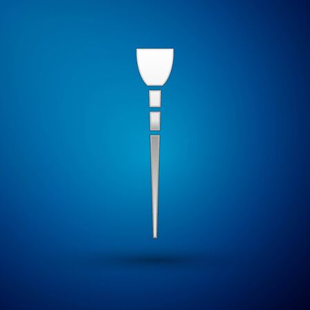 Silver Makeup brush icon isolated on blue background. Vector Illustrationのイラスト素材