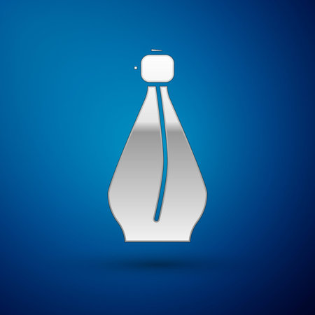 Silver Perfume icon isolated on blue background. Vector Illustrationのイラスト素材