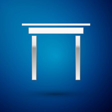 Silver Wooden table icon isolated on blue background. Vector Illustrationのイラスト素材