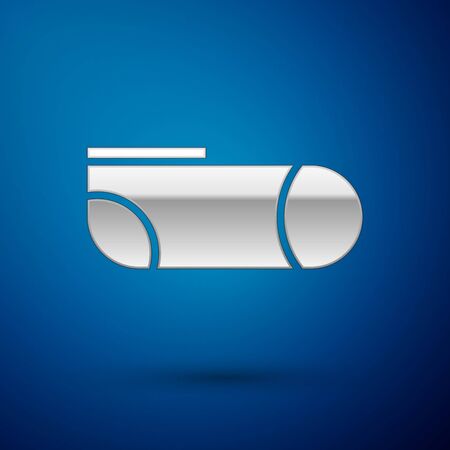 Silver Sport socks icon isolated on blue background. Vector Illustrationのイラスト素材