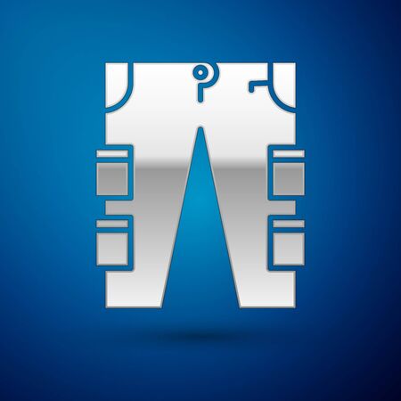 Silver Cargo pants icon isolated on blue background. Vector Illustrationのイラスト素材