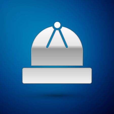 Silver Winter hat icon isolated on blue background. Vector Illustrationのイラスト素材