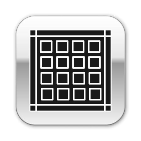 Black Checkered napkin icon isolated on white background. Silver square button. Vector Illustrationのイラスト素材