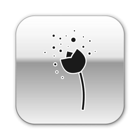 Black Flower producing pollen in atmosphere icon isolated on white background. Silver square button. Vector Illustrationのイラスト素材