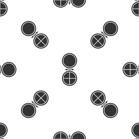 Grey Makeup powder with mirror icon isolated seamless pattern on white background. Vector Illustrationのイラスト素材