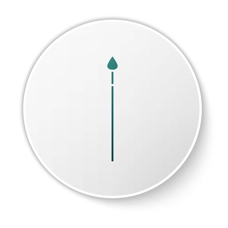 Green Medieval spear icon isolated on white background. Medieval weapon. White circle button. Vector Illustrationのイラスト素材