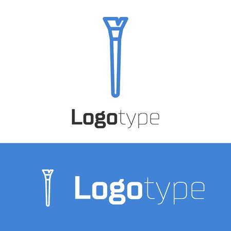 Blue line Makeup brush icon isolated on white background. Logo design template element. Vector Illustrationのイラスト素材