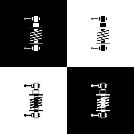 Set Shock absorber icon isolated on black and white background. Vector Illustrationのイラスト素材