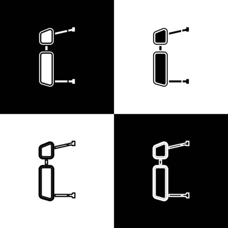 Set Truck side mirror icon isolated on black and white background. Vector Illustrationのイラスト素材