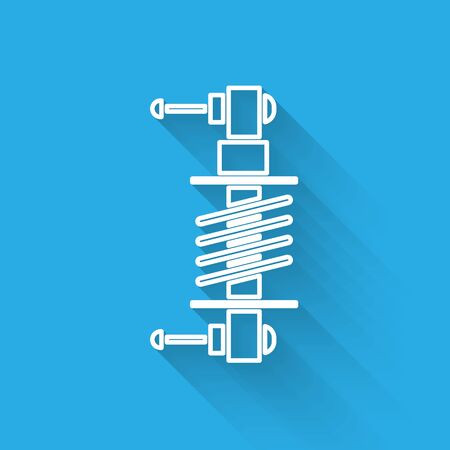 White line Shock absorber icon isolated with long shadow. Vector Illustrationのイラスト素材