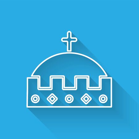 White line King crown icon isolated with long shadow. Vector Illustrationのイラスト素材