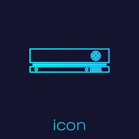 Turquoise line Video game console icon isolated on blue background. Vector Illustrationのイラスト素材