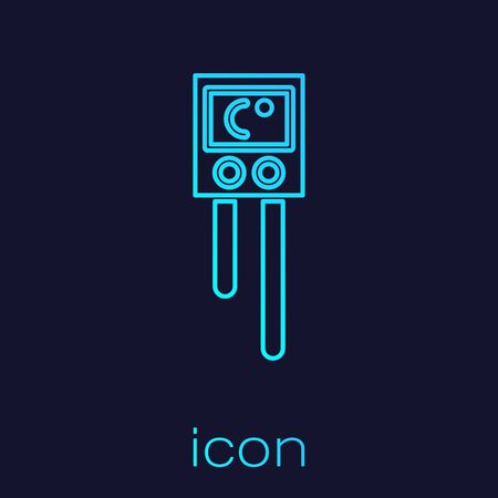 Turquoise line Temperature and humidity sensor icon isolated on blue background. Vector Illustrationのイラスト素材