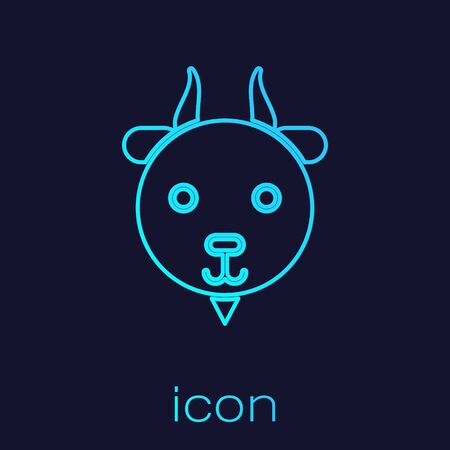 Turquoise line Aries zodiac sign icon isolated on blue background. Astrological horoscope collection. Vector Illustrationのイラスト素材