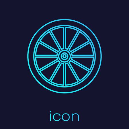 Turquoise line Car wheel icon isolated on blue background. Vector Illustrationのイラスト素材