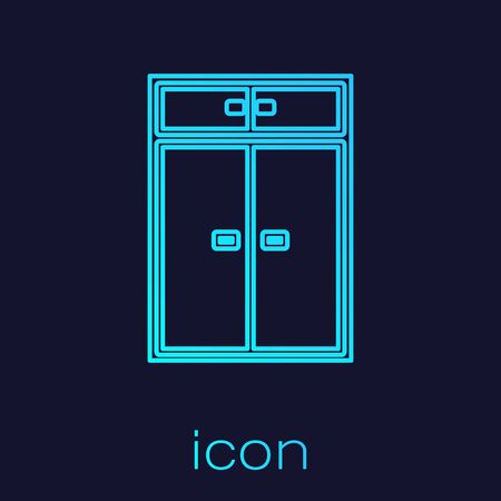 Turquoise line Wardrobe icon isolated on blue background. Vector Illustrationのイラスト素材