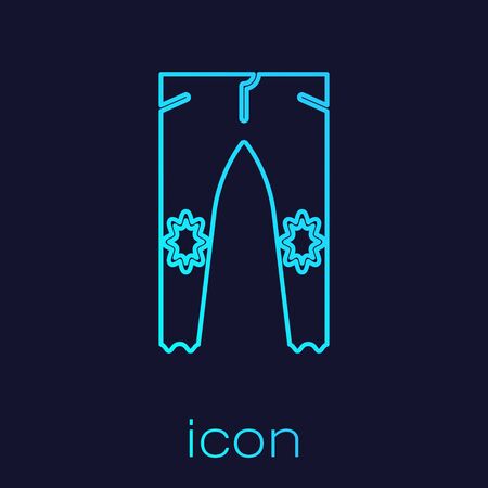 Turquoise line Pants icon isolated on blue background. Vector Illustrationのイラスト素材