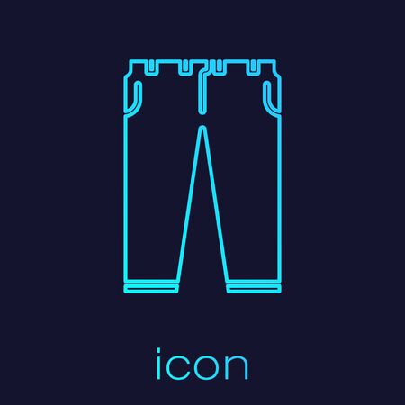 Turquoise line Pants icon isolated on blue background. Vector Illustrationのイラスト素材