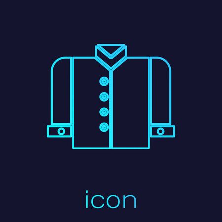 Turquoise line T-shirt icon isolated on blue background. Vector Illustrationのイラスト素材